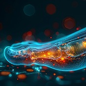 diagram of shockwave therapy working inside a foot